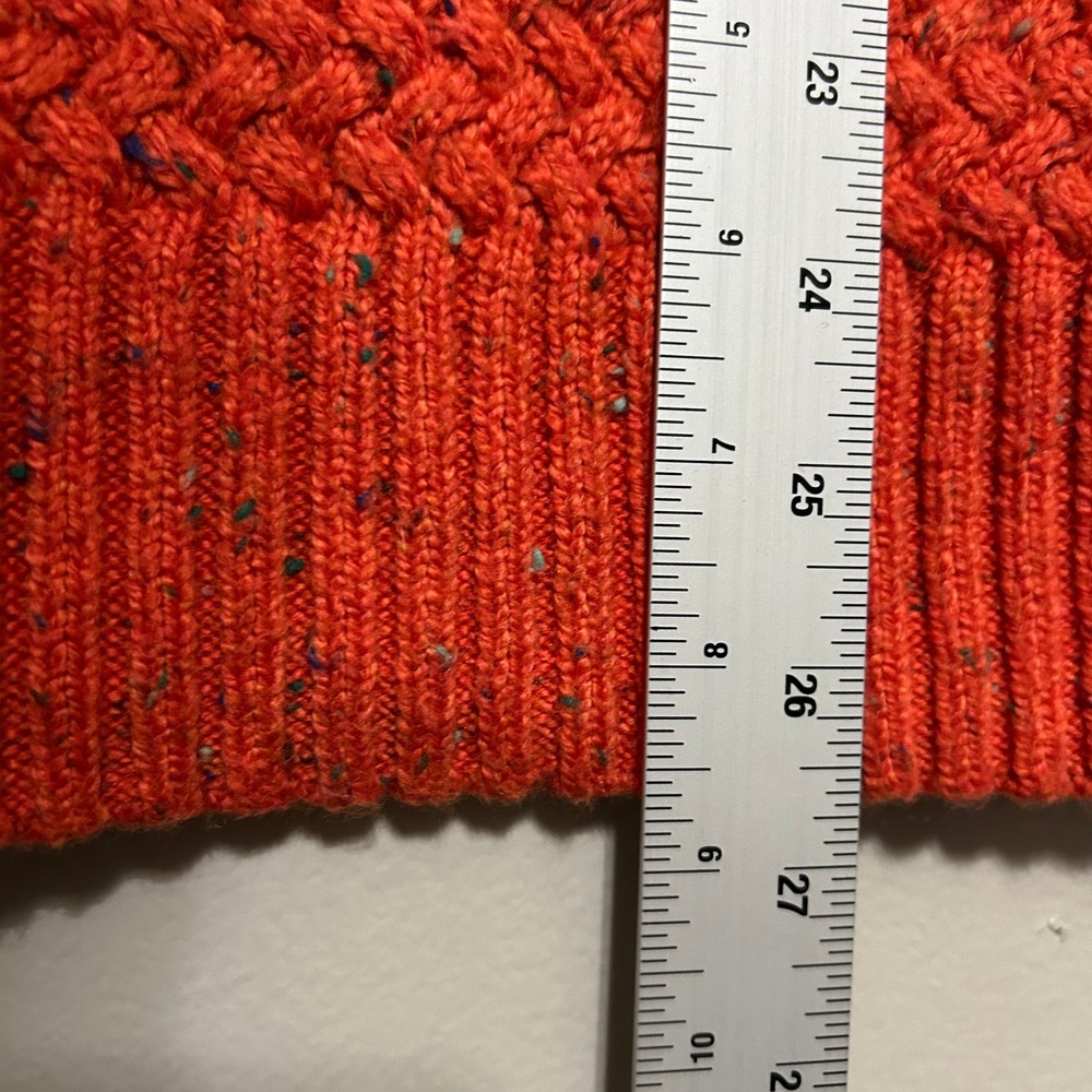 Talbots Sweater S Orange Split Mock Neck Birdseye Textured Knit Autumn Cozy - Picture 9 of 9